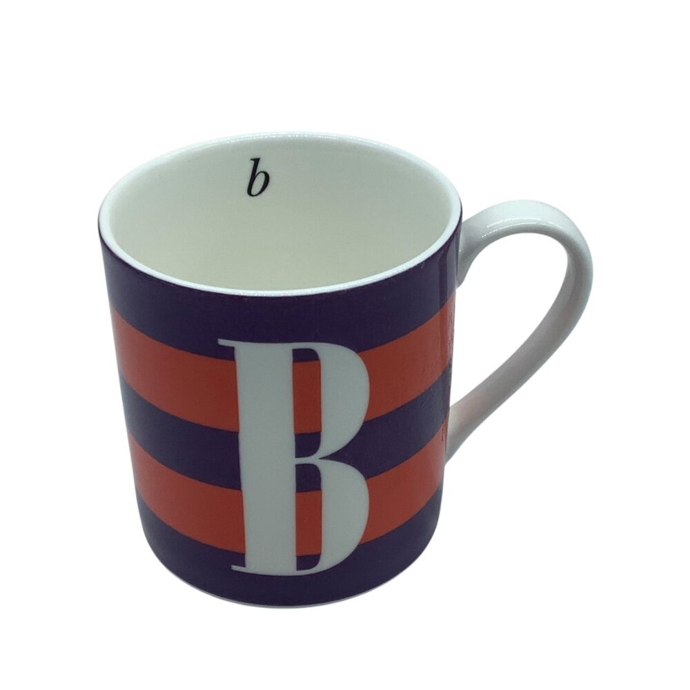 Kate Spade Lenox Wickford Red Letter Day "B" Striped Mug 12 Oz Porcelain